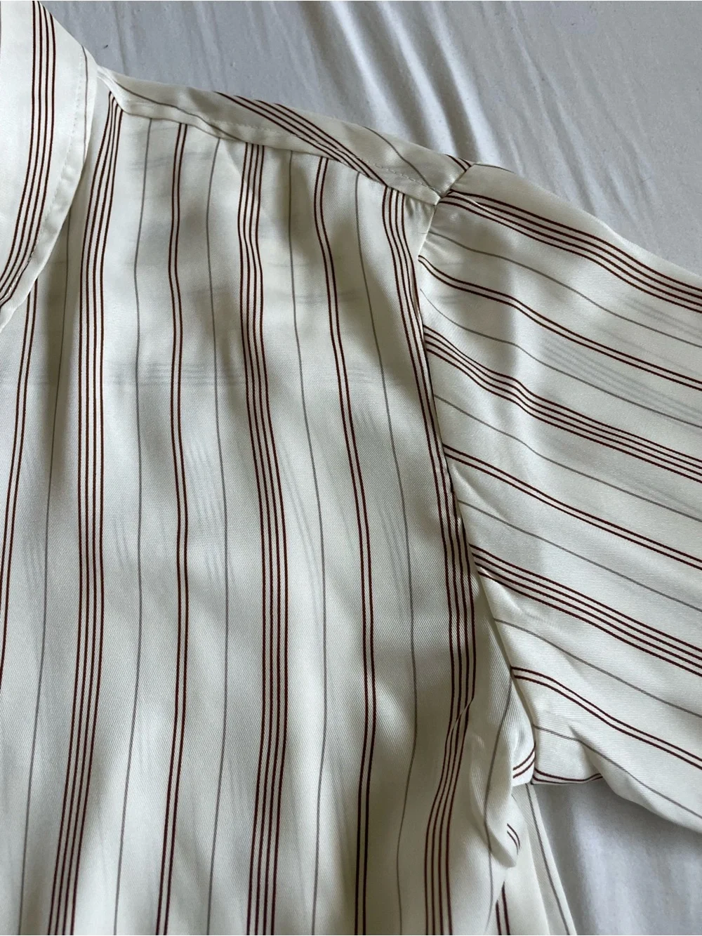 Banana Republic Ivory Button-Down Shirt with Brown Stripes